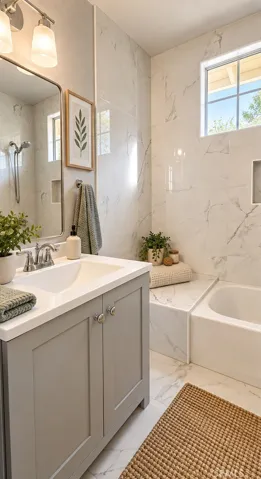 Master Bathroom - Photos have used AI for brightness and staging.