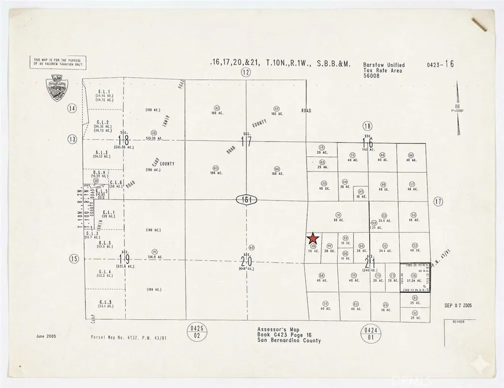 Red star is subject parcel