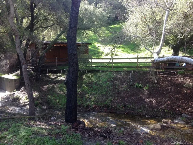 The Babbling Stream, Horse Barn and pasture. view from back yard patio deck.