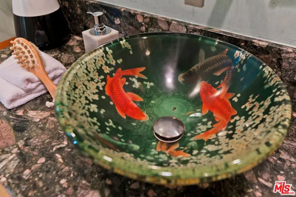 Hand painted koi vessel sink