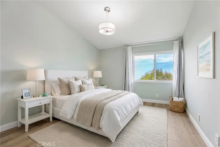 Virtually staged primary bedroom