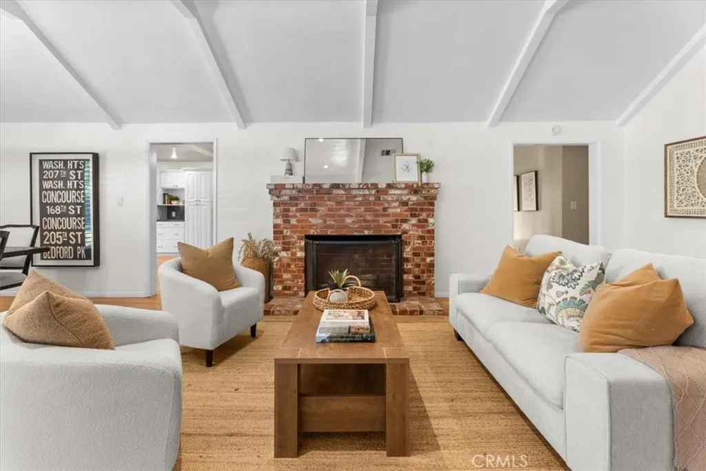 Living Room with wood burning fireplace