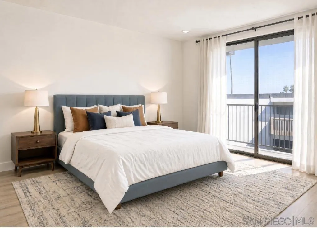 Secondary bedroom with king bed Sliding door to balcony Secondary bedroom with king bed Sliding door to balcony
