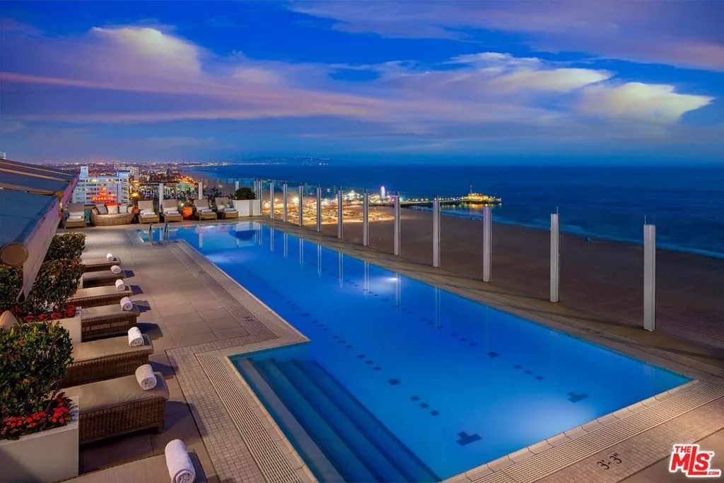 Rooftop Pool at Night with vie Rooftop Pool at Night with vie