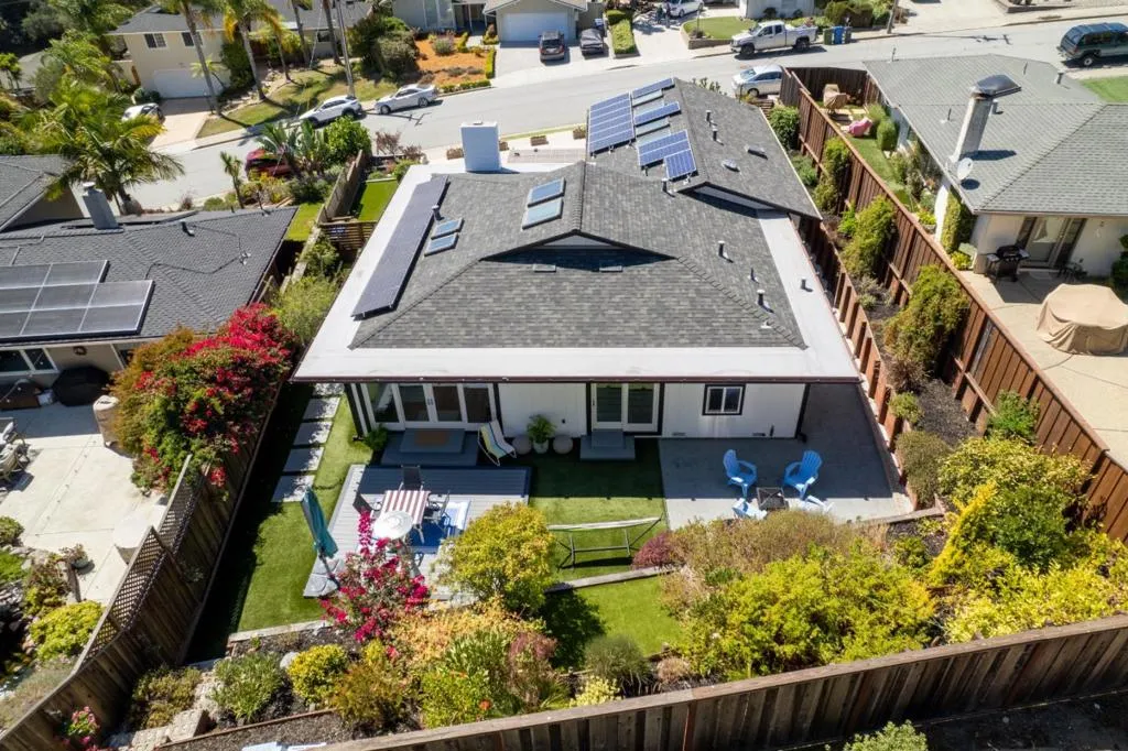 Drone Still View 1 - Roof & Solar Panels/Backyard