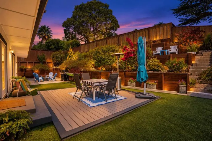 Twilight Backyard Deck