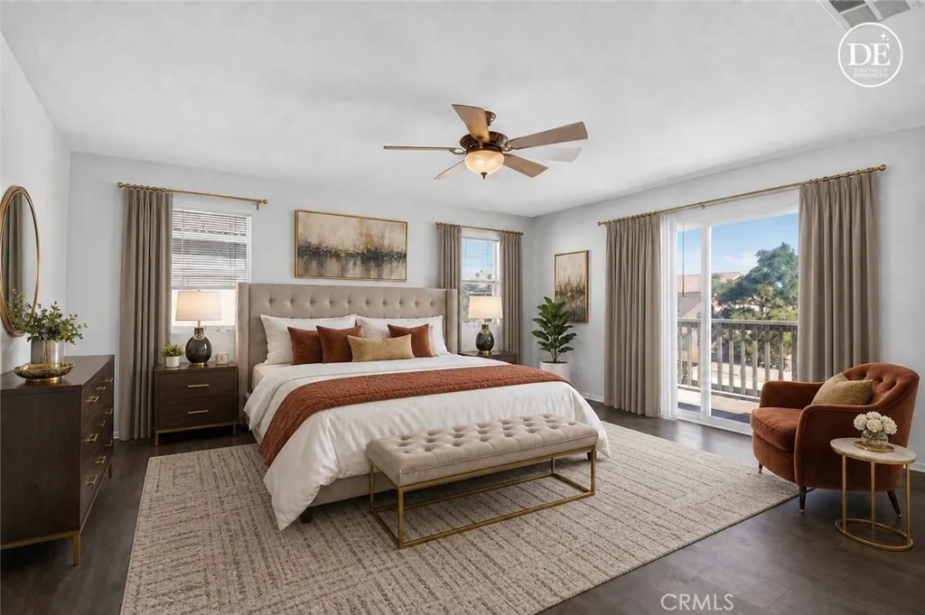 Master Bedroom with Balcony, Digitally Enhanced