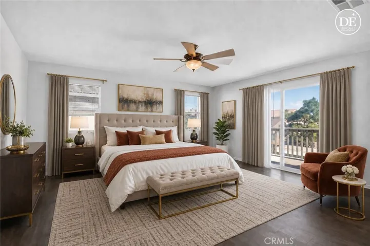 Master Bedroom with Balcony, Digitally Enhanced