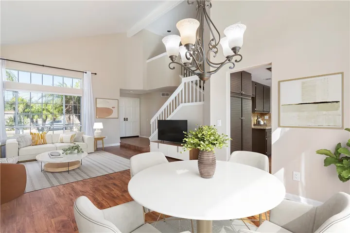 Virtually staged living and dining rooms