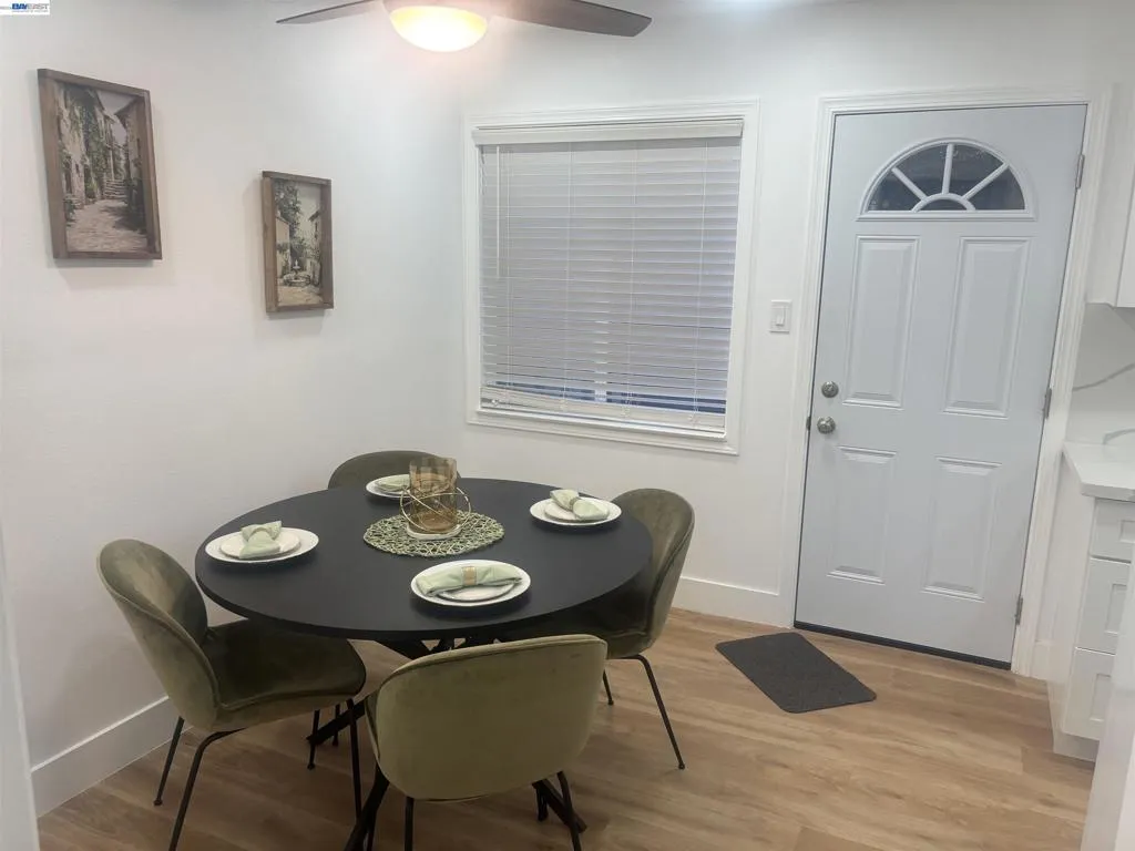 Staged with dining table