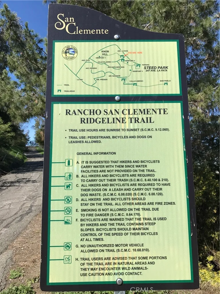 Entrance to the Ridgeline Trail located in Rancho San Clemente.