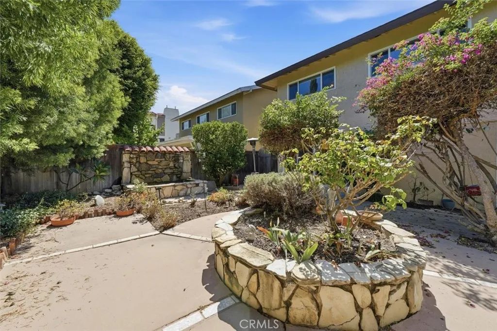 Backyard courtyard and water fountain Backyard courtyard and water fountain