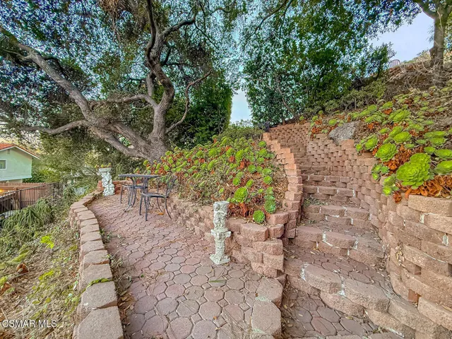 Backyard winding steps to top