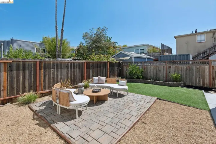 Expansive backyard featuring a paver patio and artificial turf