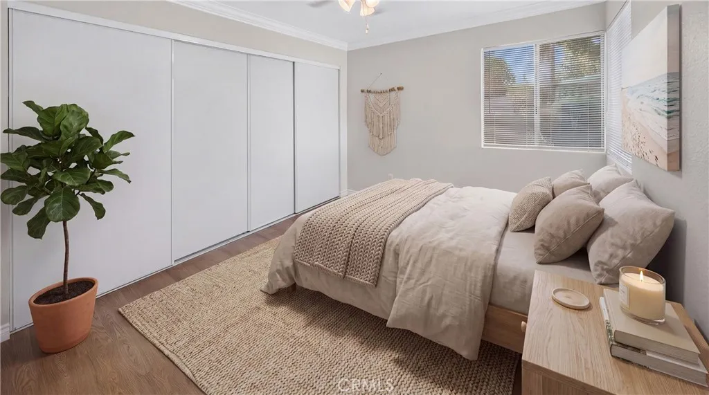 Virtually staged primary bedroom