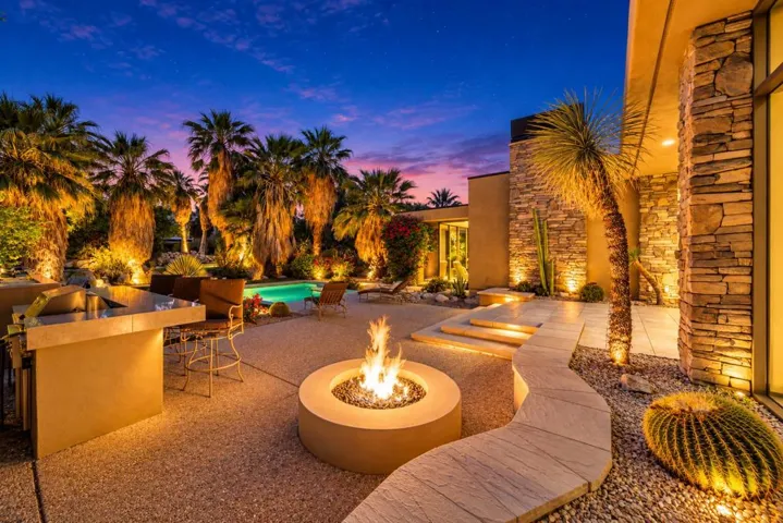 Firepit view at night