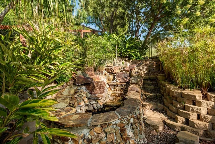 Water fountain in backyard