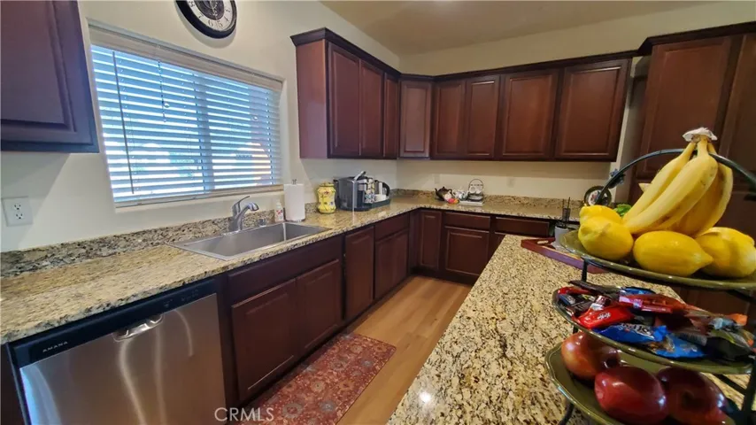 View of kitchen with window overlooking front yard area.