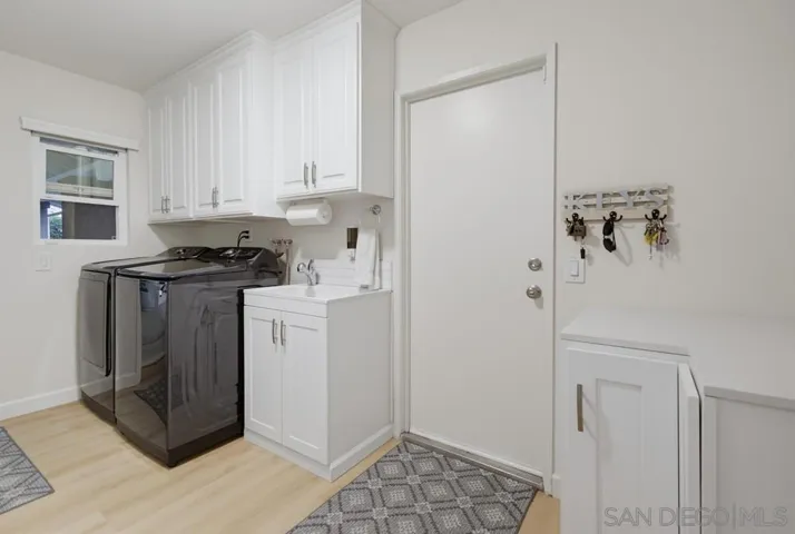 Inside laundry room with utility sink and prep area!