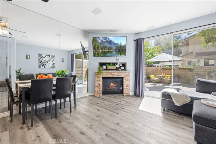 Open concept with vinyl flooring.