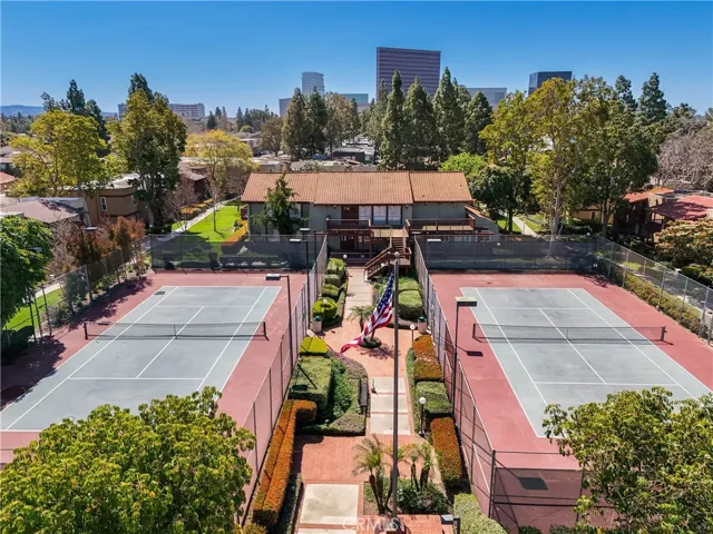 4 tennis courts , one is lined for pickleball