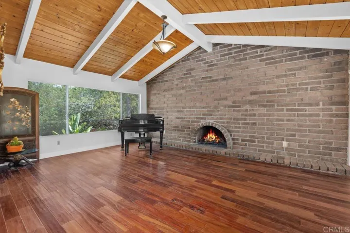 Lit Fireplace