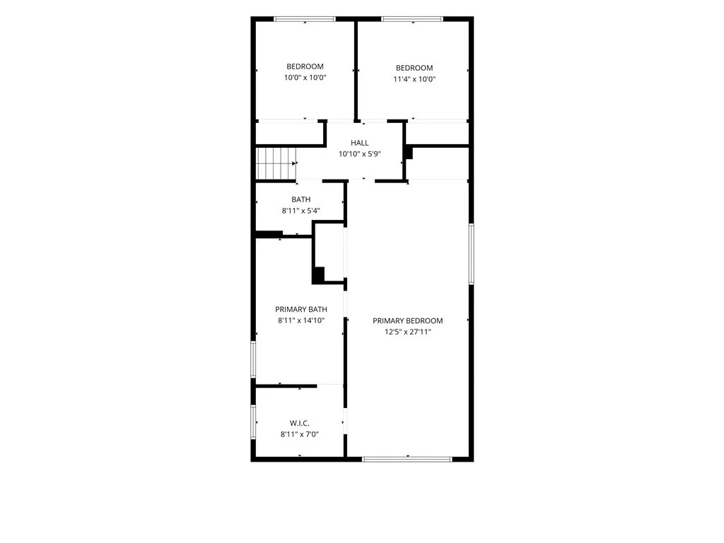 Upstairs floorplan with measurements.
