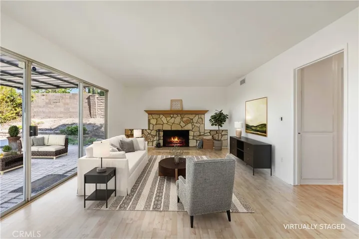 Large family room with fireplace