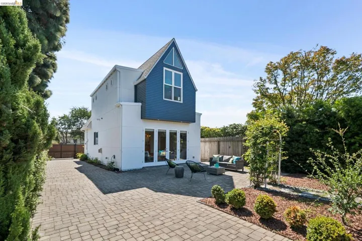 Contemporary exterior with white and blue siding