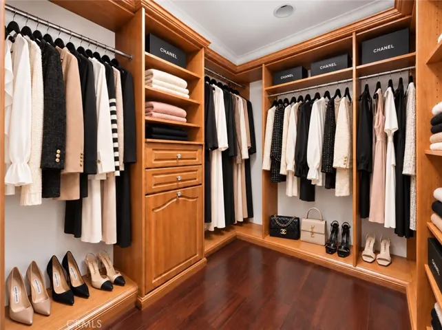 Virtually staged walk in closet