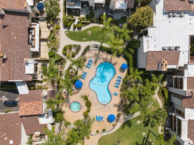 Aerial of the pool area