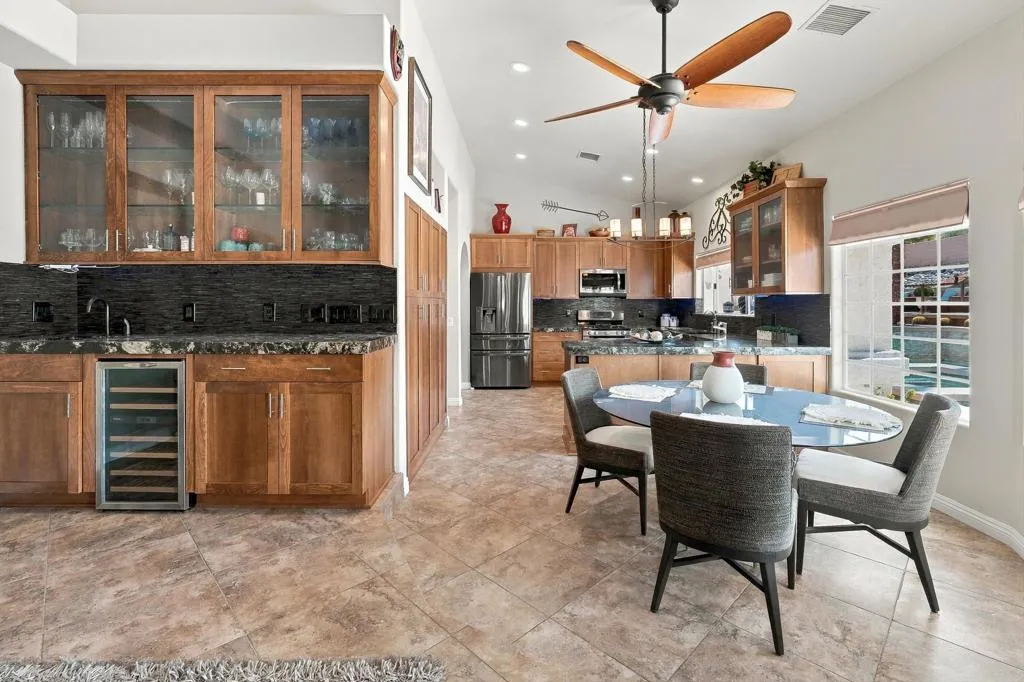 28-Den to Kitchen Bar with sink and wine