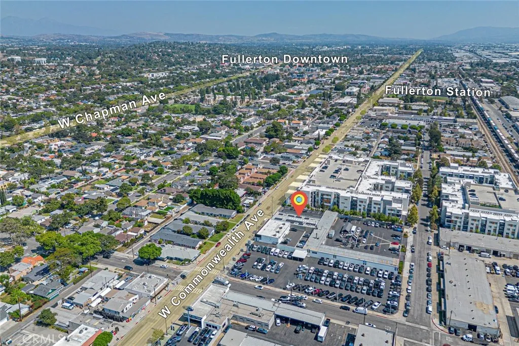 Aerial - W Commonwealth Ave toward Downtown Fullerton and Fullerton Station Aerial - W Commonwealth Ave toward Downtown Fullerton and Fullerton Station