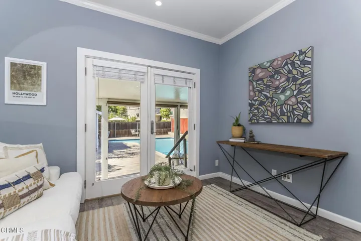 View of the pool from kitchen lounge