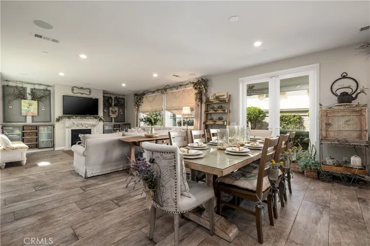 Spacious eating area with french doors to the backyard.