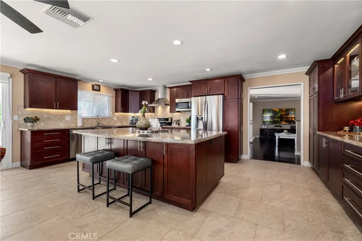 Spacious kitchen layout.