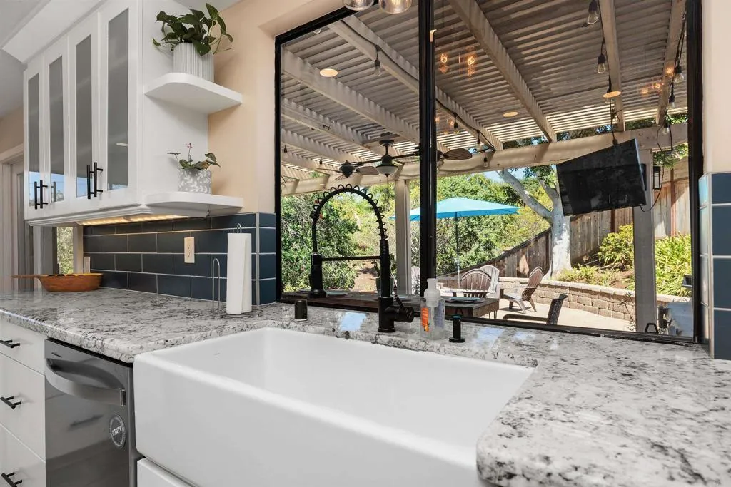 Beautiful views of the backyard from the farm sink