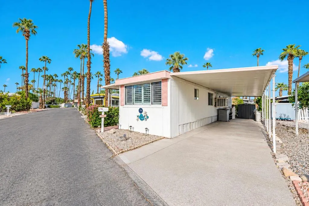 Sunlit Desert Mobile Home with Palm Tree