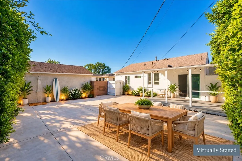Private Backyard with outdoor Shower - Virtually Staged