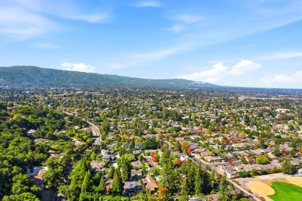 Aerial panorama over the valley toward the hills, Los Gatos Aerial panorama over the valley toward the hills, Los Gatos