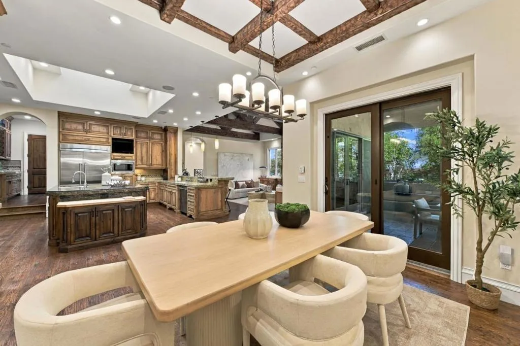 Breakfast nook with wood table and French doors to the patio, Los Gatos Breakfast nook with wood table and French doors to the patio, Los Gatos