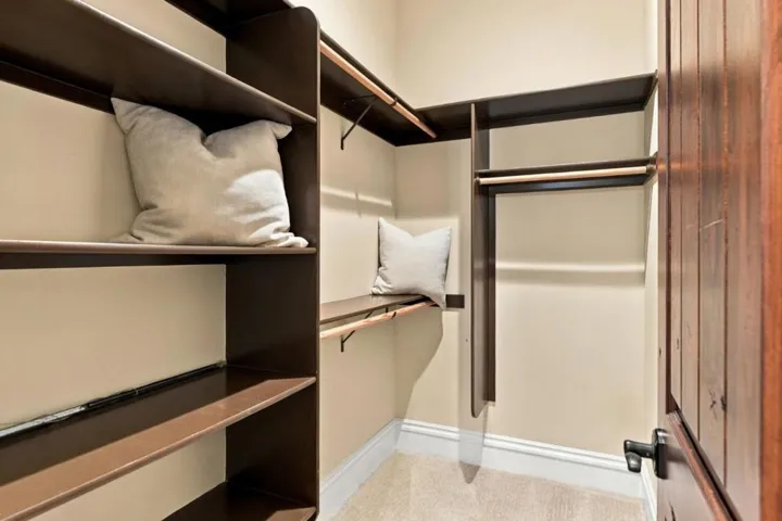 Extra-large walk-in closet with custom wood organizers, Los Gatos
