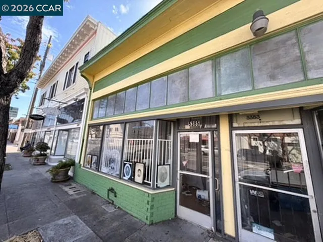 Front exterior: 5383 and 5385 storefronts on Bancroft Ave