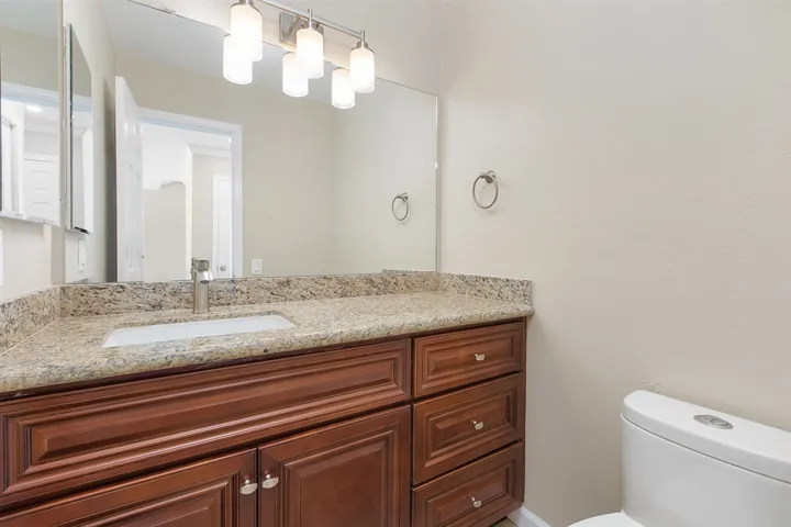 Luxurious downstairs powder bath.