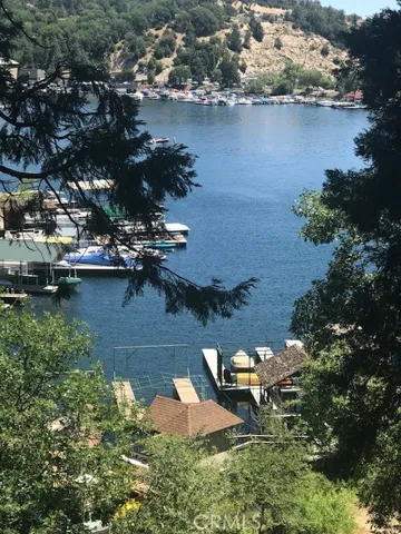 View of the L-shaped dock house and single slip dock at Emerald Bay.
