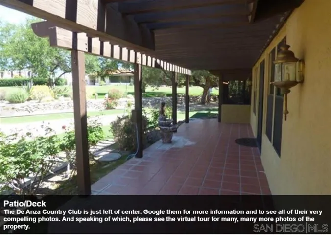 The De Anza Country Club is just left of center. Google them for more information and to see all of their very compelling photos. And speaking of which, please see the virtual tour for many, many more photos of the property.