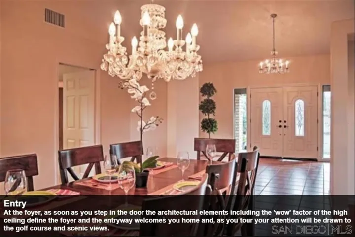 At the foyer, as soon as you step in the door the architectural elements including the 'wow' factor of the high ceiling define the foyer and the entryway welcomes you home and, as you tour your attention will be drawn to the golf course and scenic views.