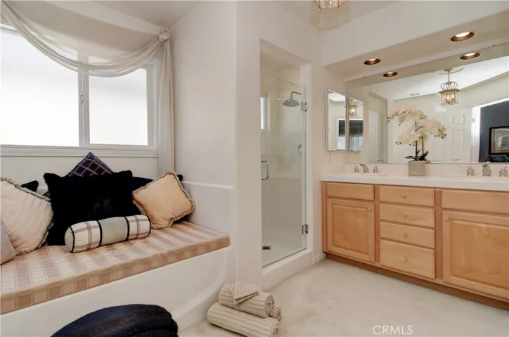 Lux master bath has deep soaking tub, separate shower, dual sink vanity and walk-in closet...could we want any more?