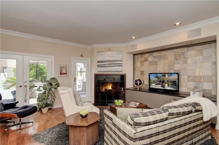 So many custom details here in the family/great room...including crown moldings, built-in buffet and gorgeous slate wall.