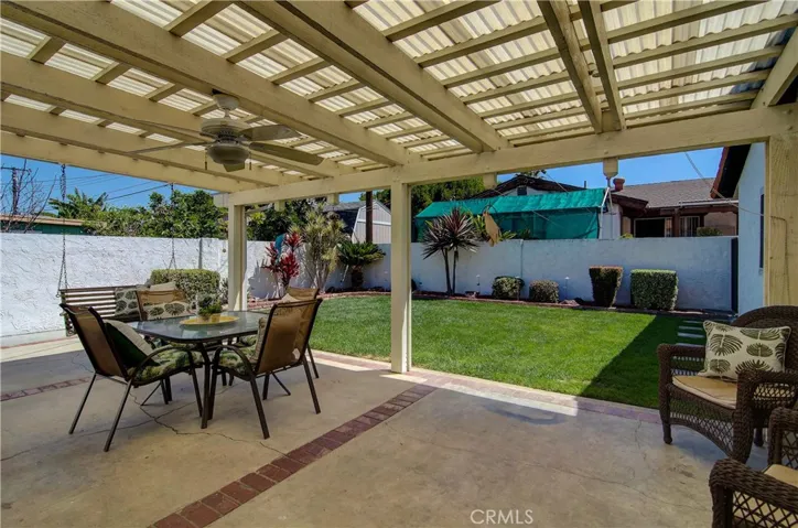 Covered patio makes an outdoor "room" that can be enjoyed all year round....rain or shine!